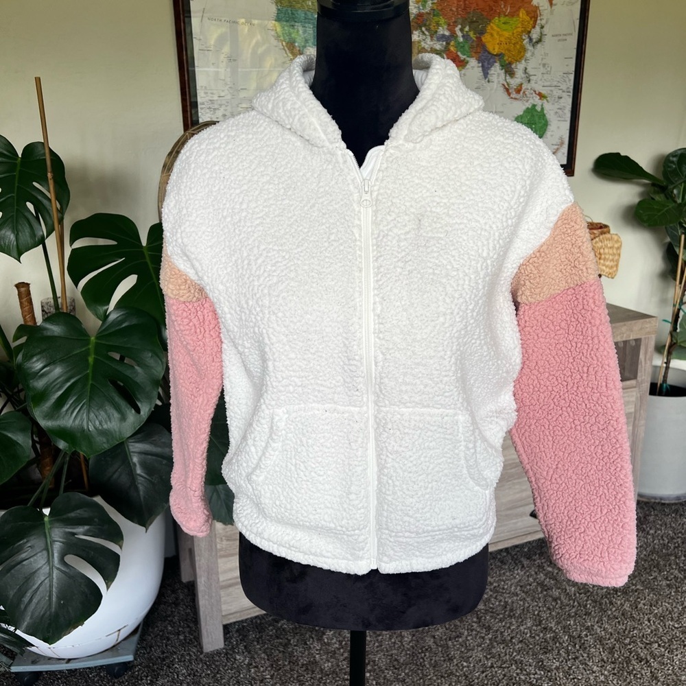 The Children's Place White and Pink Cozy Sherpa Jacket